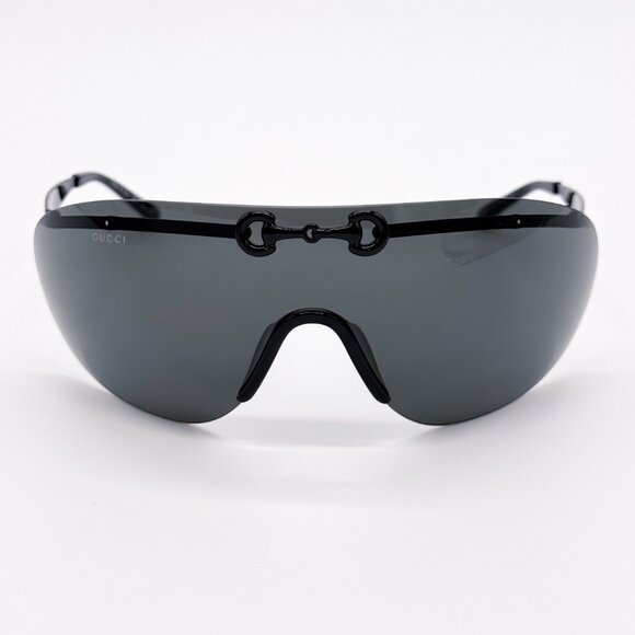 NEW AUTHENTIC GUCCI GG1656S 001, BLACK METAL OVERSIZED MASK SUNGLASSES GUCCI - Picture 3 of 13